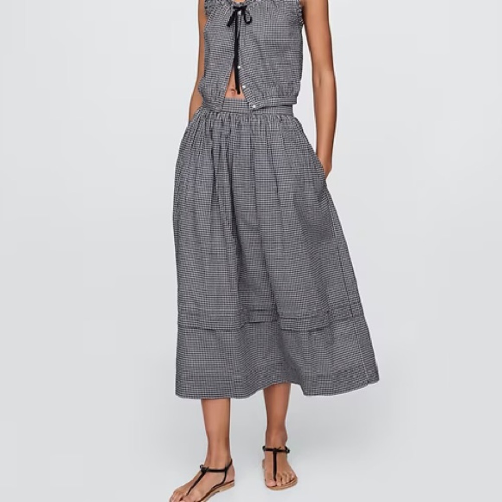 Gap × DÔEN Gingham Midi Skirt size S NWT